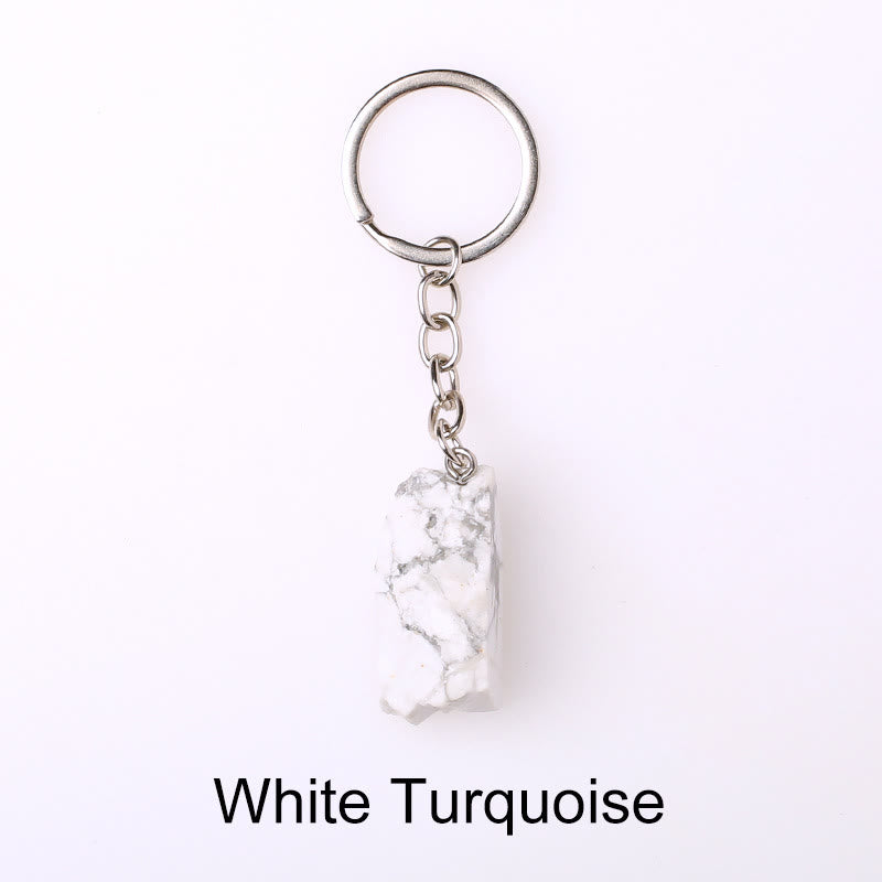 Porte-clés unique en cristal brut et pierre précieuse brute Olivenorma - Turquoise blanche - image 51