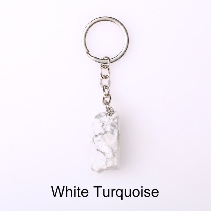 Porte-clés unique en cristal brut et pierre précieuse brute Olivenorma - Turquoise blanche - image 51