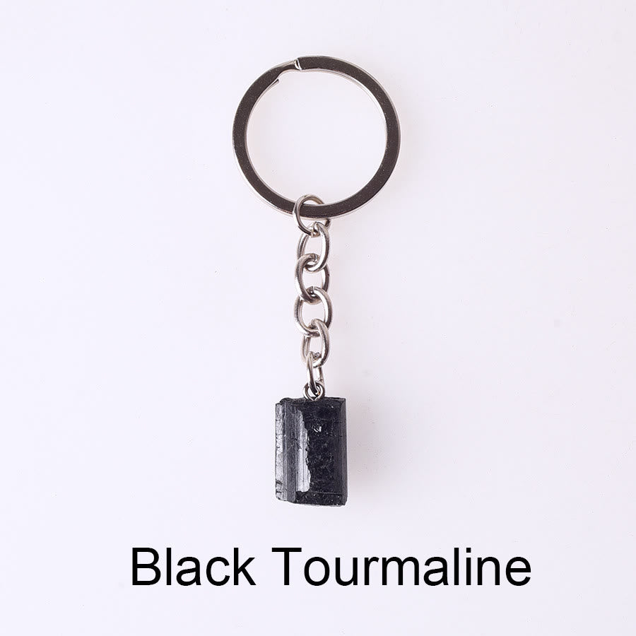 Porte-clés unique en cristal brut et pierre précieuse brute Olivenorma - Tourmaline noire-2 - image 28