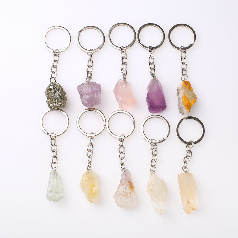 Porte-clés unique en cristal brut et pierre précieuse brute Olivenorma - image 80