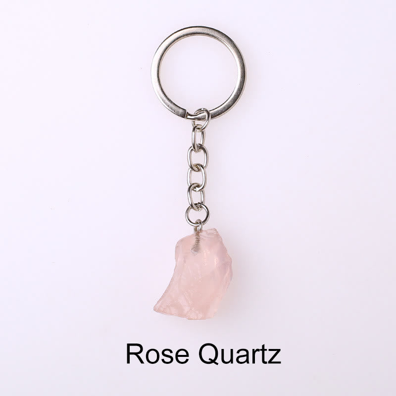 Porte-clés unique en cristal brut et pierre précieuse brute Olivenorma - Quartz rose - image 6