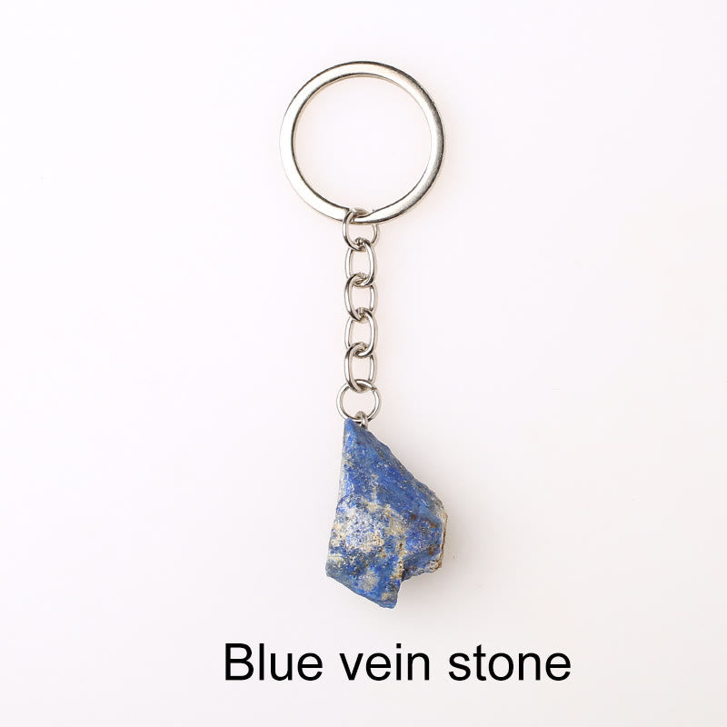 Porte-clés unique en cristal brut et pierre précieuse brute Olivenorma - Pierre à veine bleue - image 63
