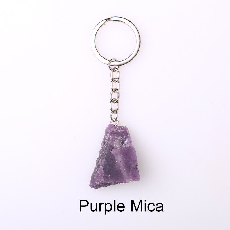 Porte-clés unique en cristal brut et pierre précieuse brute Olivenorma - Mica violet - image 50
