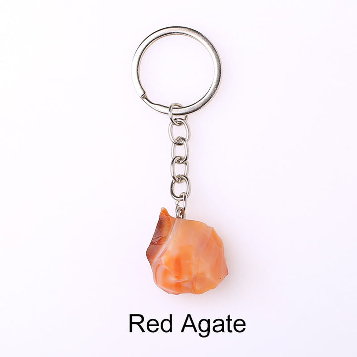 Porte-clés unique en cristal brut et pierre précieuse brute Olivenorma - Agate rouge - image 20