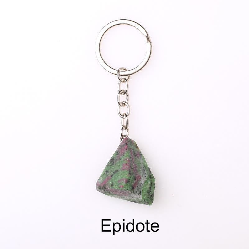 Porte-clés unique en cristal brut et pierre précieuse brute Olivenorma - Épidote - image 46