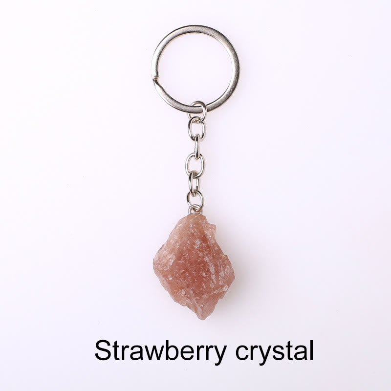 Porte-clés unique en cristal brut et pierre précieuse brute Olivenorma - Cristal de fraise - image 67