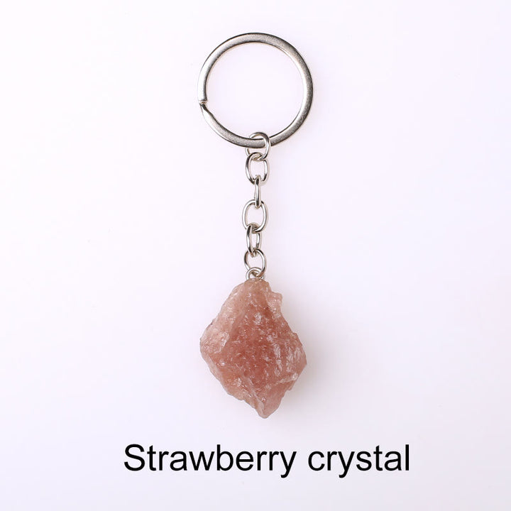 Porte-clés unique en cristal brut et pierre précieuse brute Olivenorma - Cristal de fraise - image 67