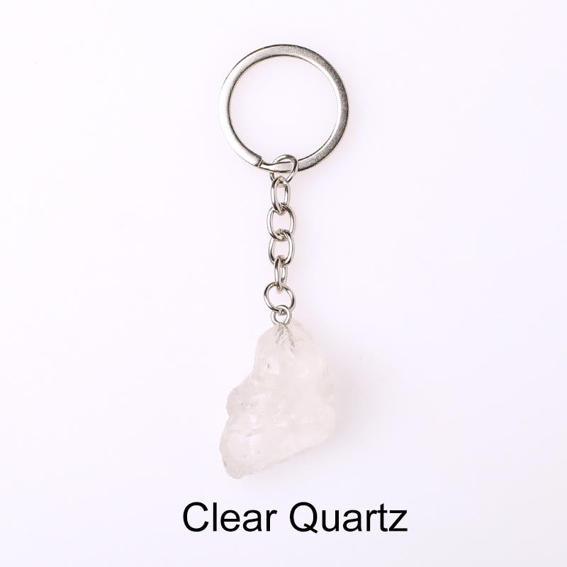 Porte-clés unique en cristal brut et pierre précieuse brute Olivenorma - Quartz clair-1 - image 1