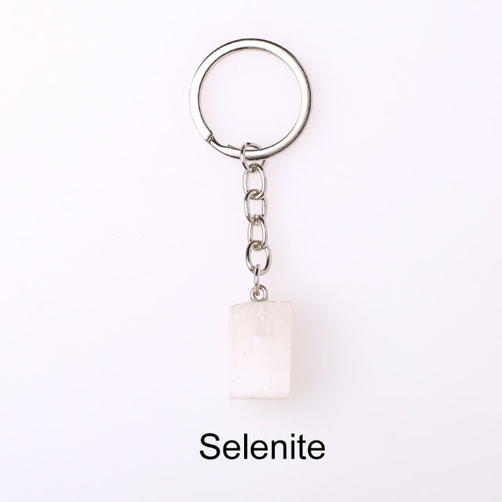 Porte-clés unique en cristal brut et pierre précieuse brute Olivenorma - Sélénite - image 60