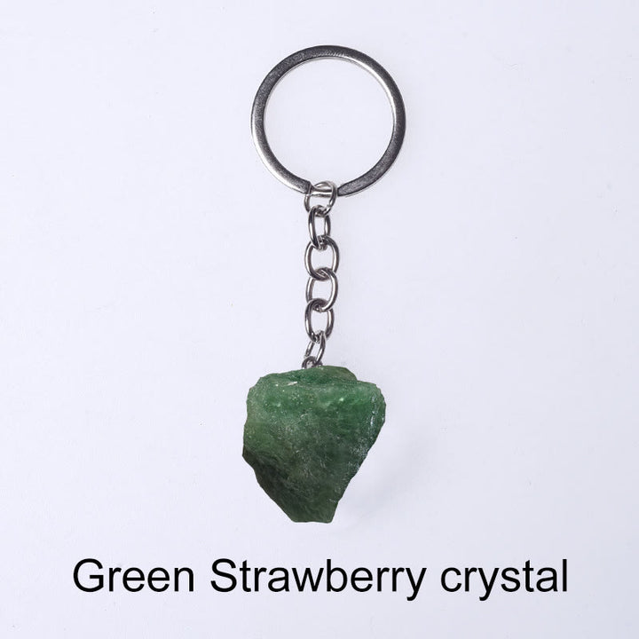 Porte-clés unique en cristal brut et pierre précieuse brute Olivenorma - Cristal de fraise verte - image 71