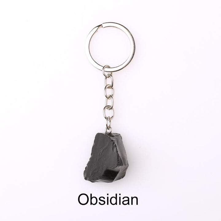 Porte-clés unique en cristal brut et pierre précieuse brute Olivenorma - Obsidienne - image 34