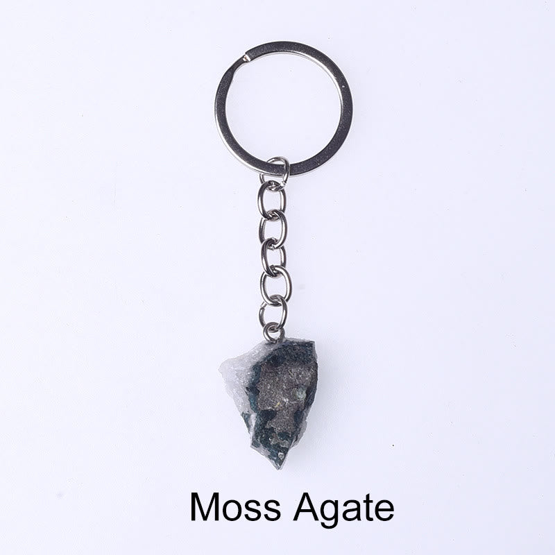 Porte-clés unique en cristal brut et pierre précieuse brute Olivenorma - Agate mousse - image 14