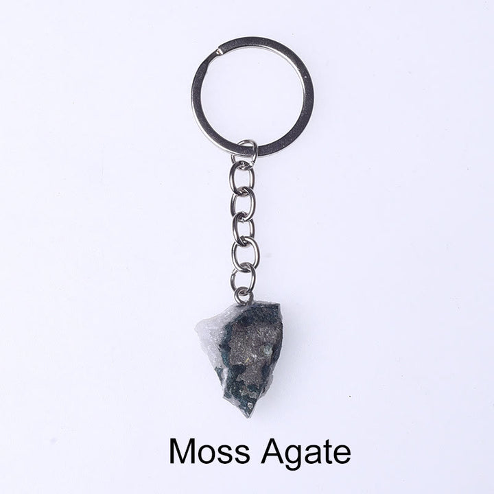 Porte-clés unique en cristal brut et pierre précieuse brute Olivenorma - Agate mousse - image 14