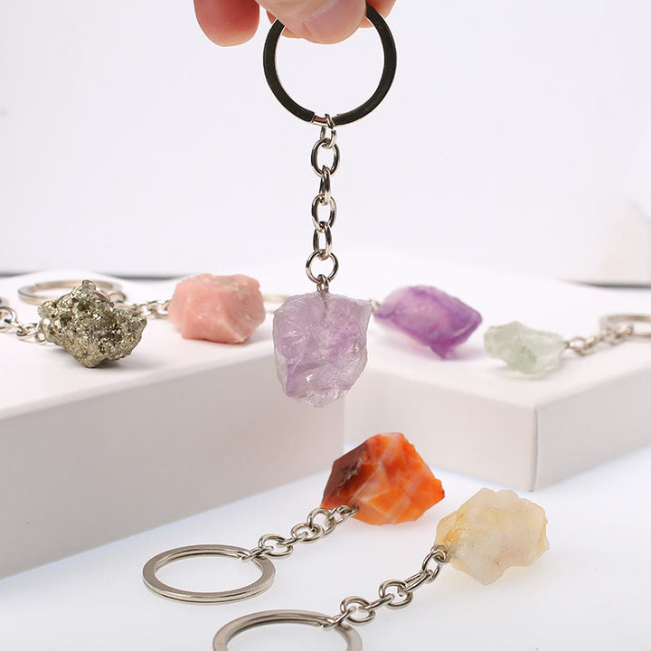 Porte-clés unique en cristal brut et pierre précieuse brute Olivenorma - image 0