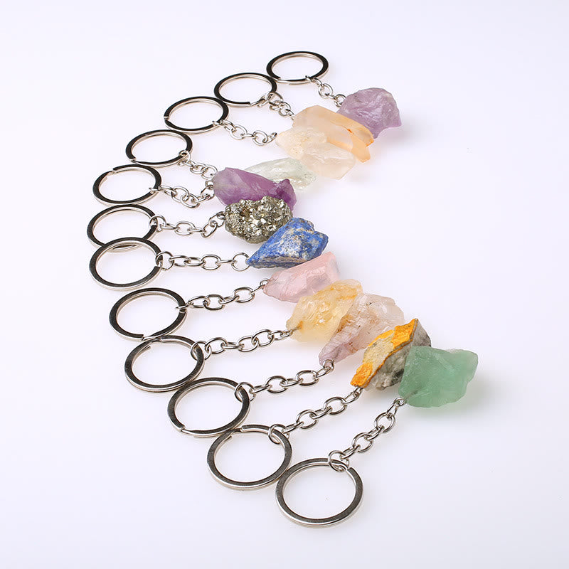 Porte-clés unique en cristal brut et pierre précieuse brute Olivenorma - image 82