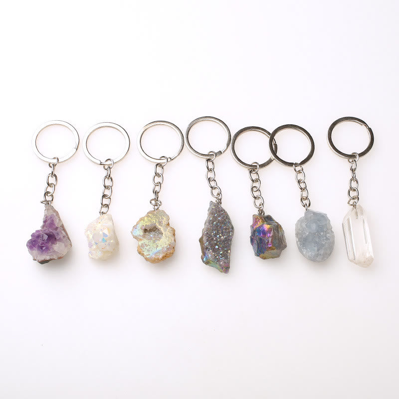 Porte-clés unique en cristal brut et pierre précieuse brute Olivenorma - image 77