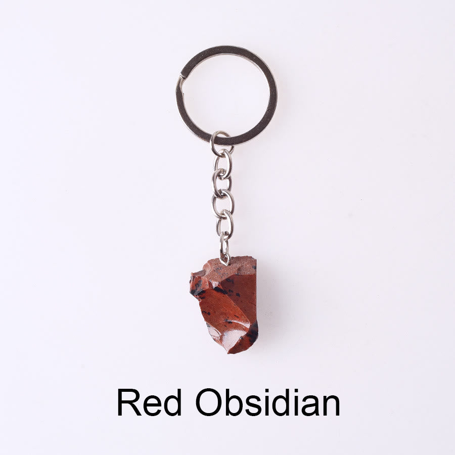 Porte-clés unique en cristal brut et pierre précieuse brute Olivenorma - Obsidienne rouge - image 73