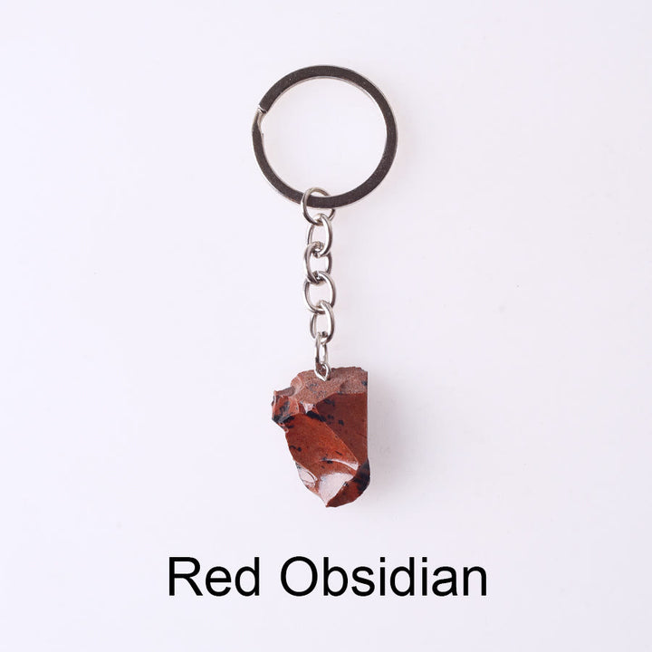 Porte-clés unique en cristal brut et pierre précieuse brute Olivenorma - Obsidienne rouge - image 73