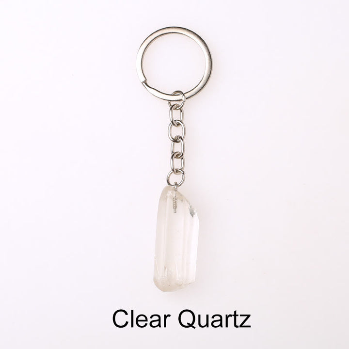 Porte-clés unique en cristal brut et pierre précieuse brute Olivenorma - Quartz clair-2 - image 2