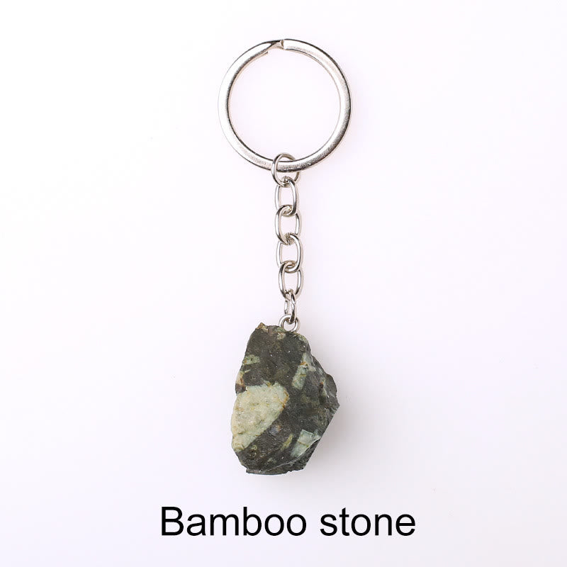 Porte-clés unique en cristal brut et pierre précieuse brute Olivenorma - Pierre de bambou - image 55