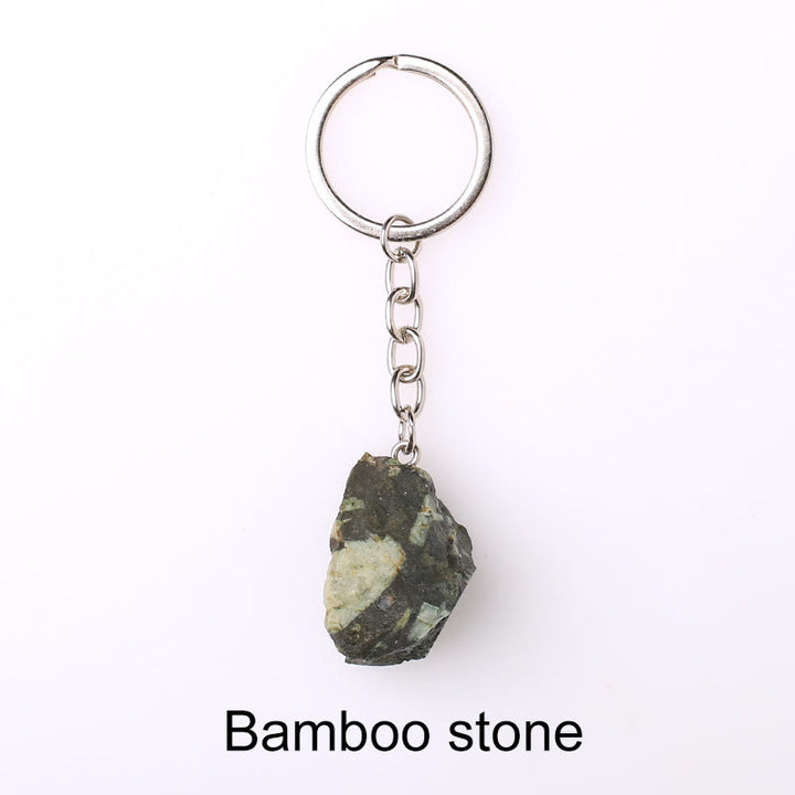 Porte-clés unique en cristal brut et pierre précieuse brute Olivenorma - Pierre de bambou - image 55