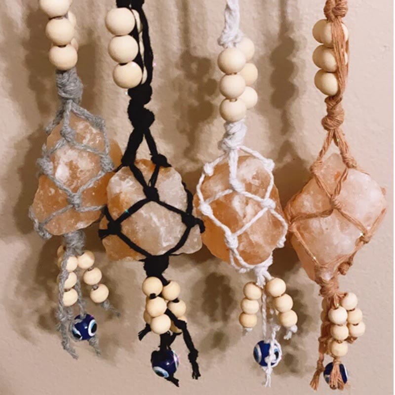 Porte-clés pendentif en cristal naturel avec corde en macramé colorée Olivenorma - image 9