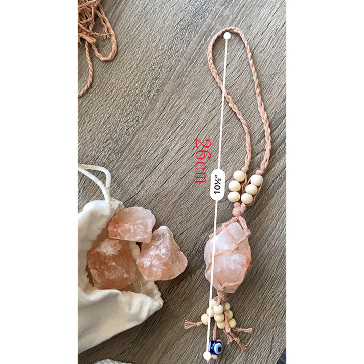 Porte-clés pendentif en cristal naturel avec corde en macramé colorée Olivenorma - image 2