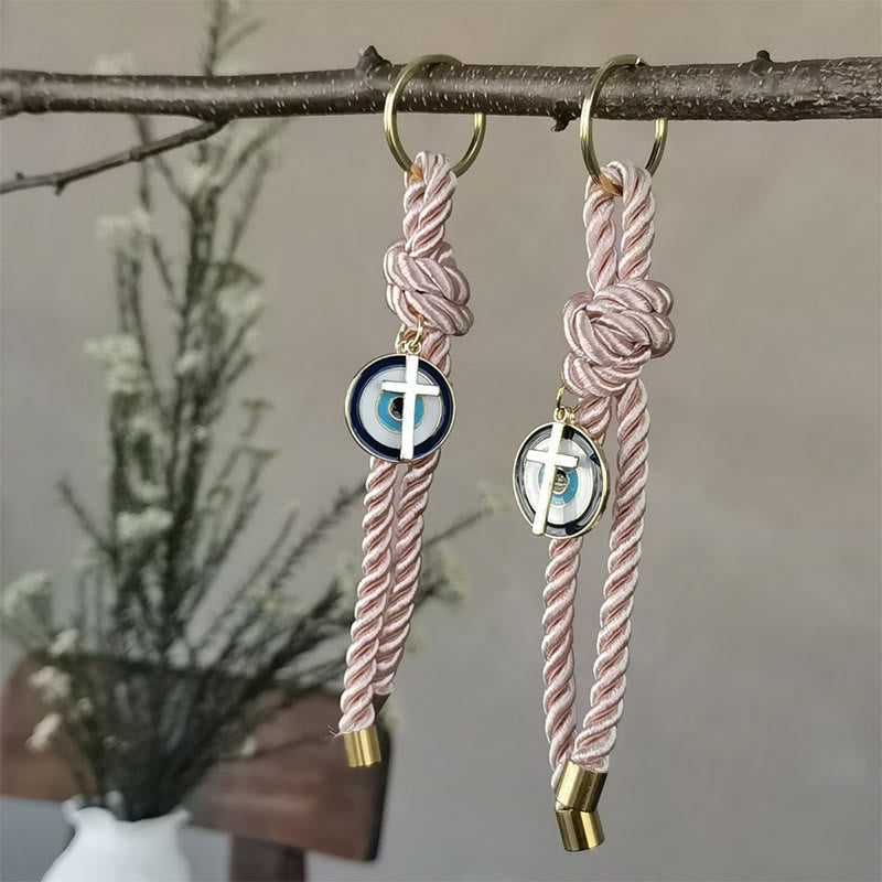 Porte-clés Olivenorma multicolore en corde torsadée avec mauvais œil - Rose - image 5