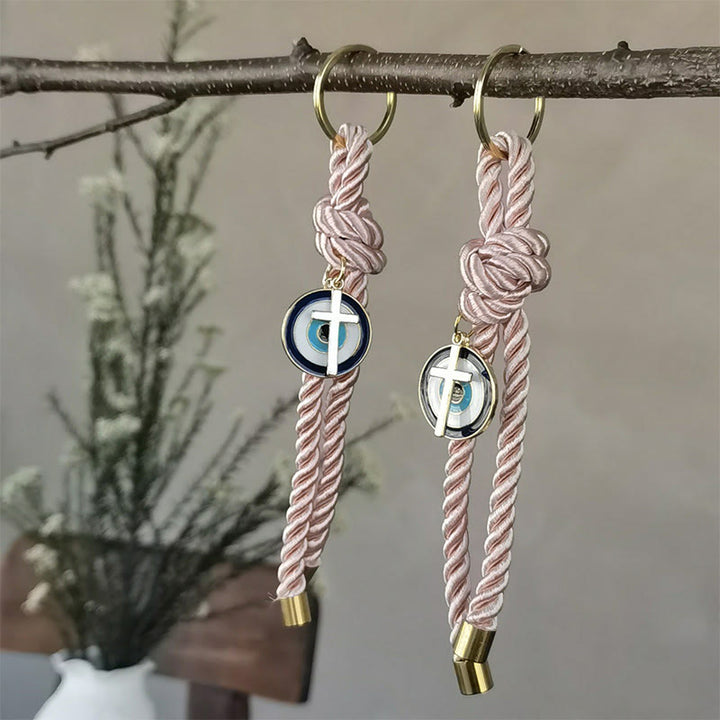 Porte-clés Olivenorma multicolore en corde torsadée avec mauvais œil - Rose - image 5