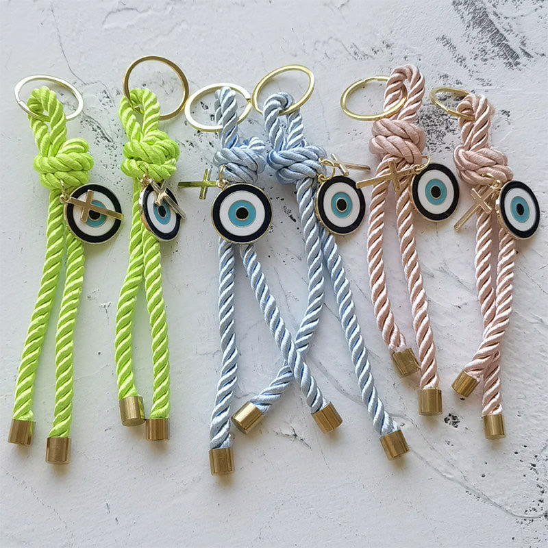 Porte-clés Olivenorma multicolore en corde torsadée avec mauvais œil - Mixte - image 0