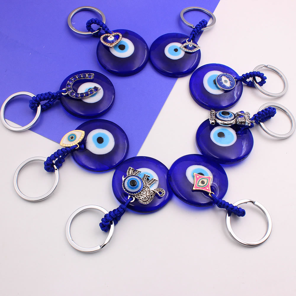 Porte-clés Olivenorma Blue Evil Eye avec divers breloques décoratives - Yeux bleus - image 0