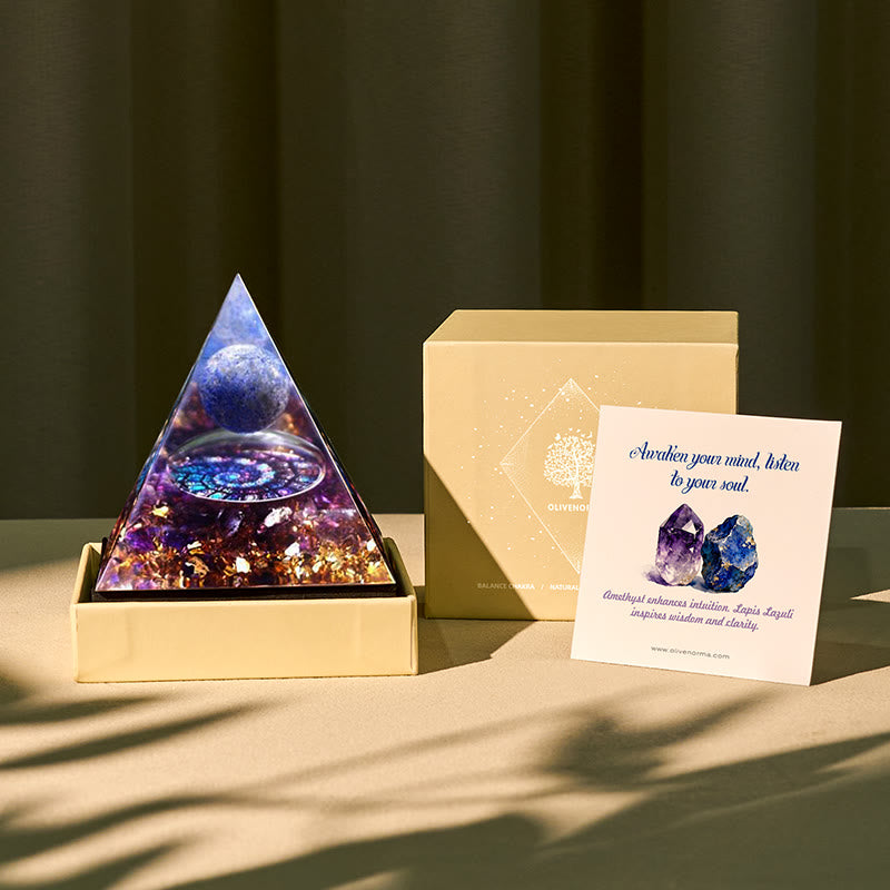 Pyramide d'orgone à sphère d'améthyste et de lapis-lazuli, porte céleste d' Olivenorma - 10 cm (avec carte) - OUI S'IL VOUS PLAÎT 8 $ - image 0