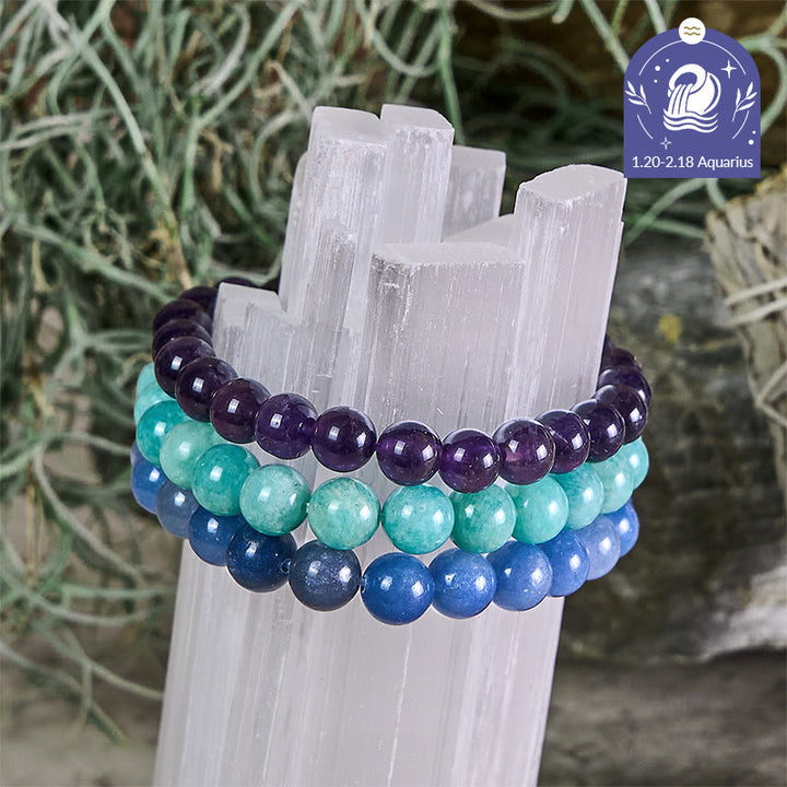 Olivenorma Verseau - 20 janv. - 18 févr. - Ensemble de bracelets en cristal du zodiaque - Ensemble de bracelets Verseau - 10 mm - image 0