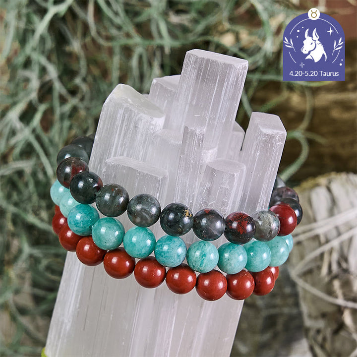 Olivenorma Taureau - 20 avril - 20 mai - Ensemble de bracelets en cristal du zodiaque - Ensemble de bracelets Taureau - 10 mm - image 0