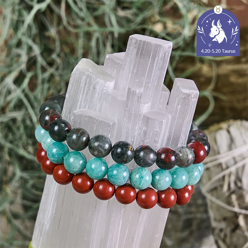 Olivenorma Taureau - 20 avril - 20 mai - Ensemble de bracelets en cristal du zodiaque - Ensemble de bracelets Taureau - 10 mm - image 0