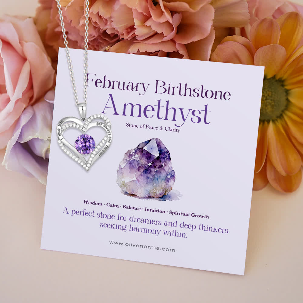 Olivenorma « Je t'aimerai toujours » – Collier cœur pierre de naissance Amour éternel - image 0