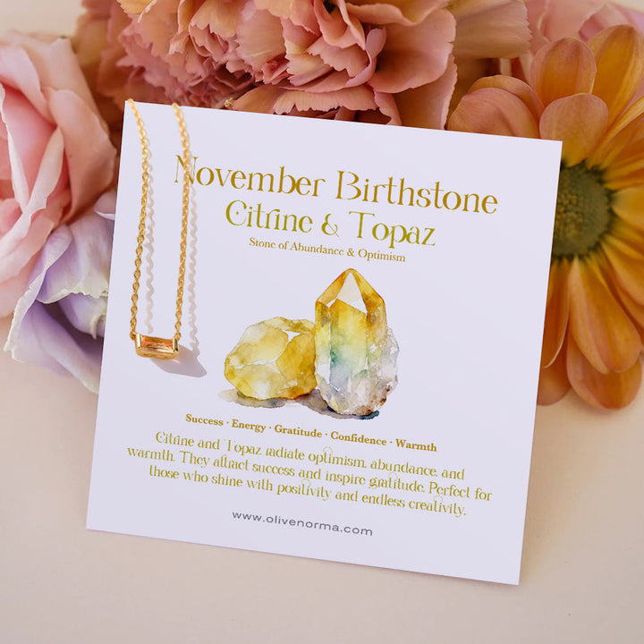 Collier avec pendentif rectangulaire simple Olivenorma en acier inoxydable et pierre de naissance, orné d'une carte cadeau. - Zircon bleu - Avec carte de pierre de naissance - image 11