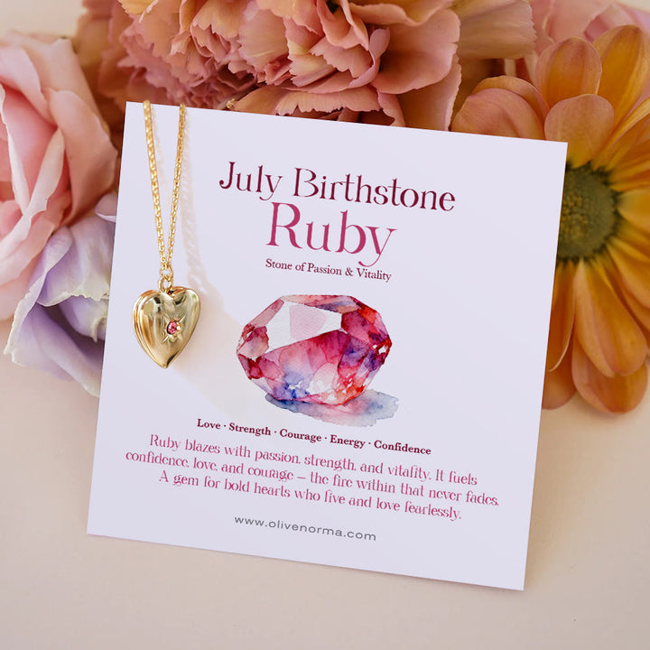 Collier carte cadeau Olivenorma « Brille dans mon cœur » avec pierre de naissance et cœur - Juillet et Tourmaline - Avec carte de pierre de naissance - image 9