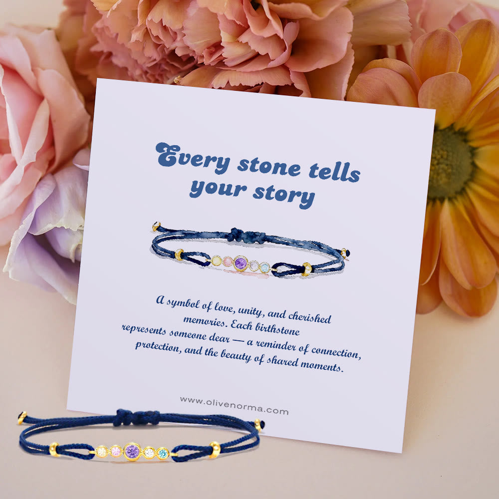 Bracelet Olivenorma serti de 2 à 7 pierres de naissance et carte cadeau personnalisée - Or rose - 7 Pierres de Naissance - Avec carte-cadeau - image 0