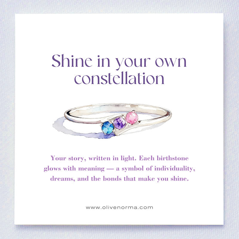 Bague Olivenorma en argent sterling S925 avec pierre de naissance et diamant, ornée d'une carte cadeau. - image 1