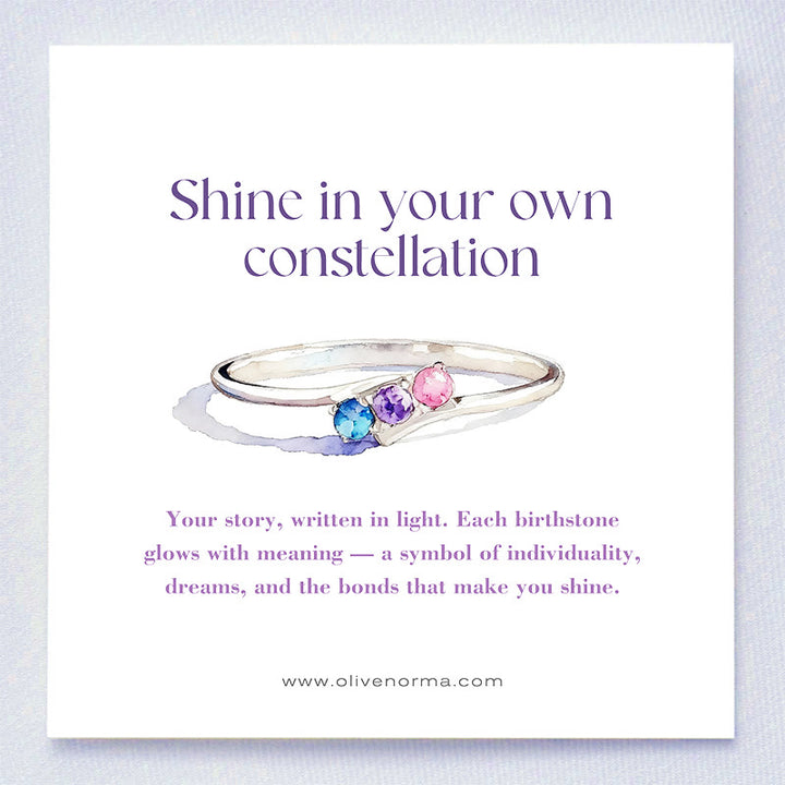 Bague Olivenorma en argent sterling S925 avec pierre de naissance et diamant, ornée d'une carte cadeau. - image 1