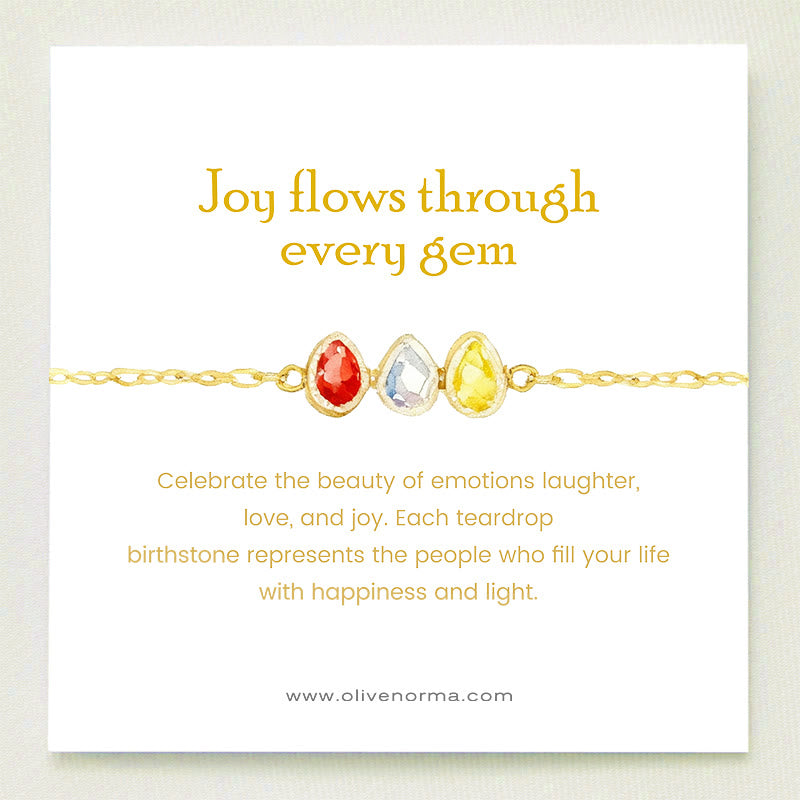 Collier carte cadeau Olivenorma Larmes de Joie 1-8 avec pierre de naissance en forme de larme - image 1