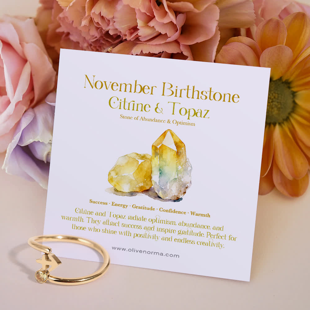 Bague carte cadeau Olivenorma avec pierre de naissance du zodiaque - Novembre/Sagittaire - Citrine - Avec carte de pierre de naissance - image 23