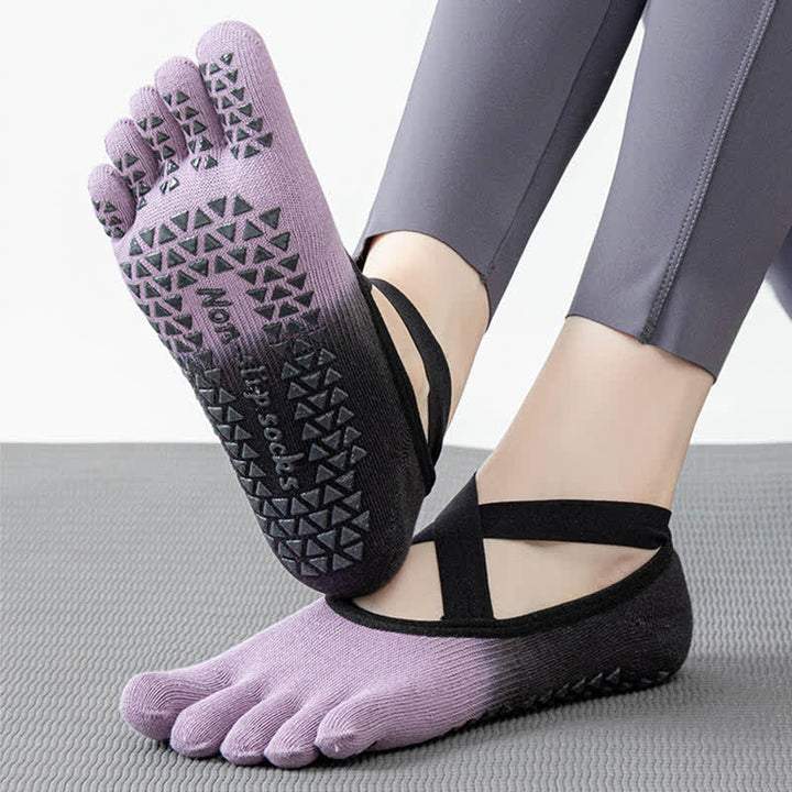 Chaussettes de yoga antidérapantes Olivenorma Gradient à cinq orteils pour femmes – Chaussettes respirantes avec séparation des orteils, semelle en silicone et adhérence optimale pour le Pilates et la barre, évacuant la transpiration. - image 17