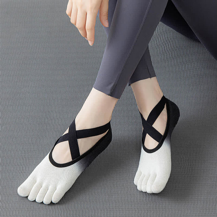 Chaussettes de yoga antidérapantes Olivenorma Gradient à cinq orteils pour femmes – Chaussettes respirantes avec séparation des orteils, semelle en silicone et adhérence optimale pour le Pilates et la barre, évacuant la transpiration. - image 6