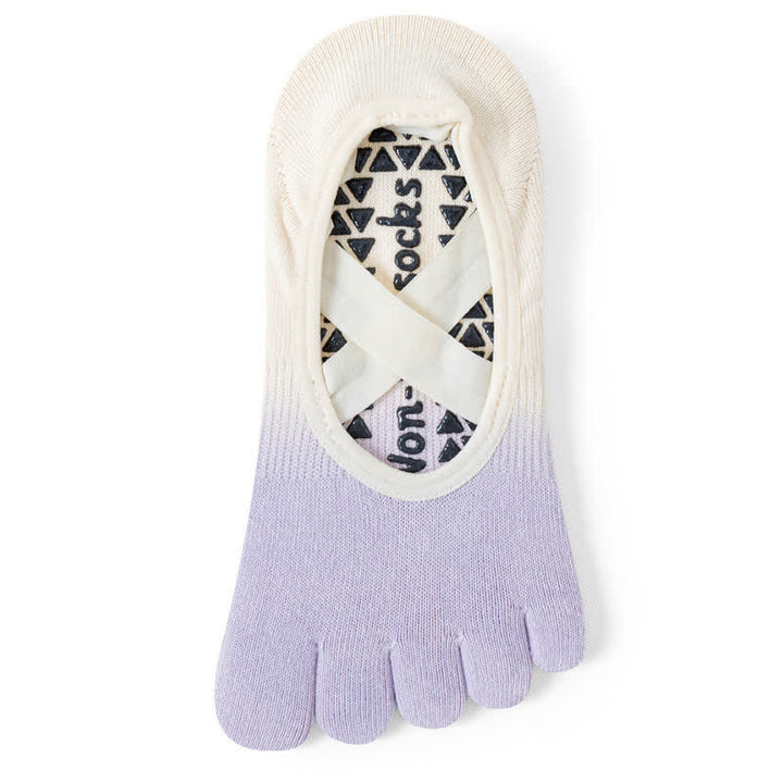 Chaussettes de yoga antidérapantes Olivenorma Gradient à cinq orteils pour femmes – Chaussettes respirantes avec séparation des orteils, semelle en silicone et adhérence optimale pour le Pilates et la barre, évacuant la transpiration. - Violet et blanc - 10 paires - image 15