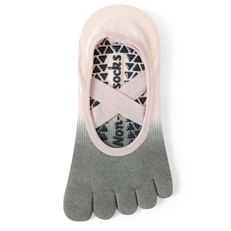 Chaussettes de yoga antidérapantes Olivenorma Gradient à cinq orteils pour femmes – Chaussettes respirantes avec séparation des orteils, semelle en silicone et adhérence optimale pour le Pilates et la barre, évacuant la transpiration. - Gris et rose - 10 paires - image 12