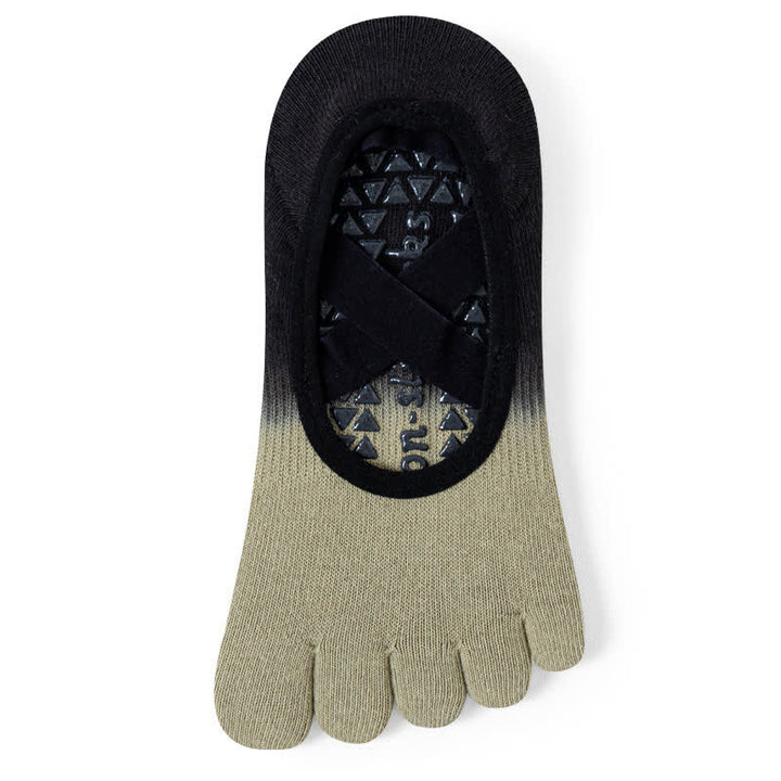 Chaussettes de yoga antidérapantes Olivenorma Gradient à cinq orteils pour femmes – Chaussettes respirantes avec séparation des orteils, semelle en silicone et adhérence optimale pour le Pilates et la barre, évacuant la transpiration. - Vert et noir - 10 paires - image 9