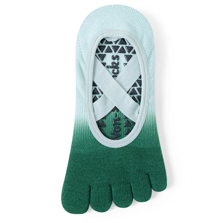 Chaussettes de yoga antidérapantes Olivenorma Gradient à cinq orteils pour femmes – Chaussettes respirantes avec séparation des orteils, semelle en silicone et adhérence optimale pour le Pilates et la barre, évacuant la transpiration. - Vert et bleu - 10 paires - image 13