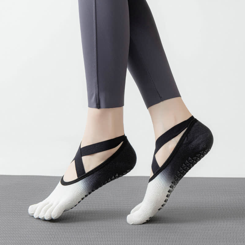 Chaussettes de yoga antidérapantes Olivenorma Gradient à cinq orteils pour femmes – Chaussettes respirantes avec séparation des orteils, semelle en silicone et adhérence optimale pour le Pilates et la barre, évacuant la transpiration. - image 5